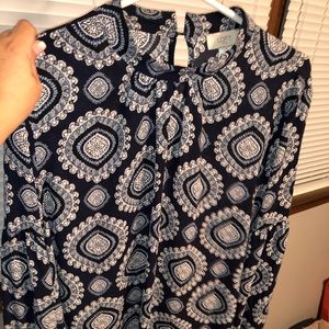 Final Sale Price- Loft Paisley Navy & White Blouse